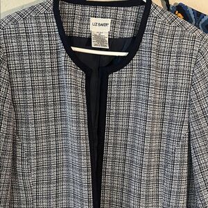 Liz Baker Women's Navy and White Checkered Blazer